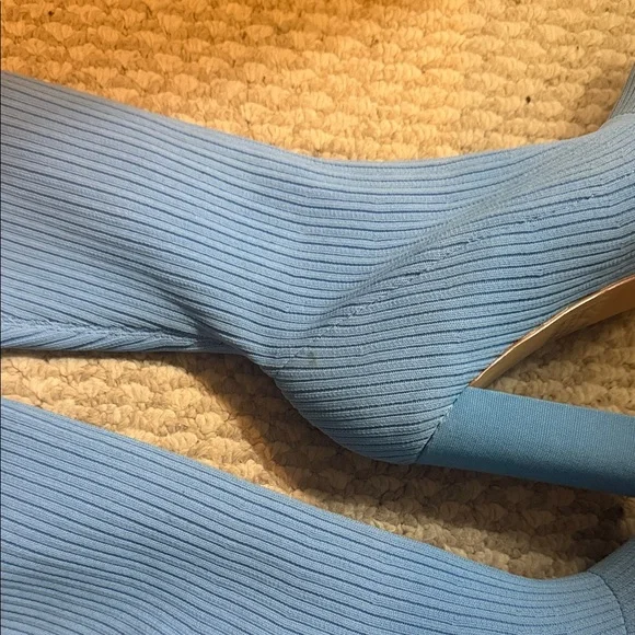 EGO Light Blue Ribbed Pointed Toe Heels - Picture 2 of 6